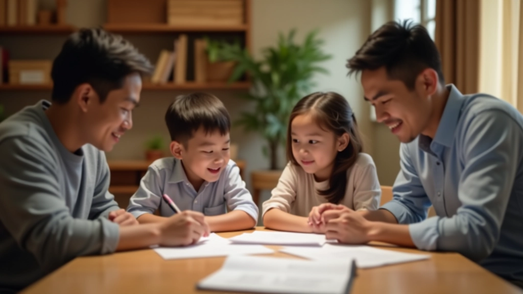 Family reviewing healthcare costs and insurance documents together at home