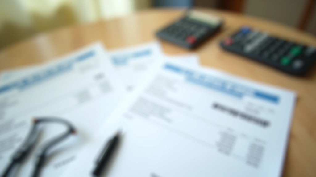 Healthcare documents and medical calculator on desk showing cost breakdown